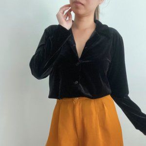SOLD Velvet black button up shirt